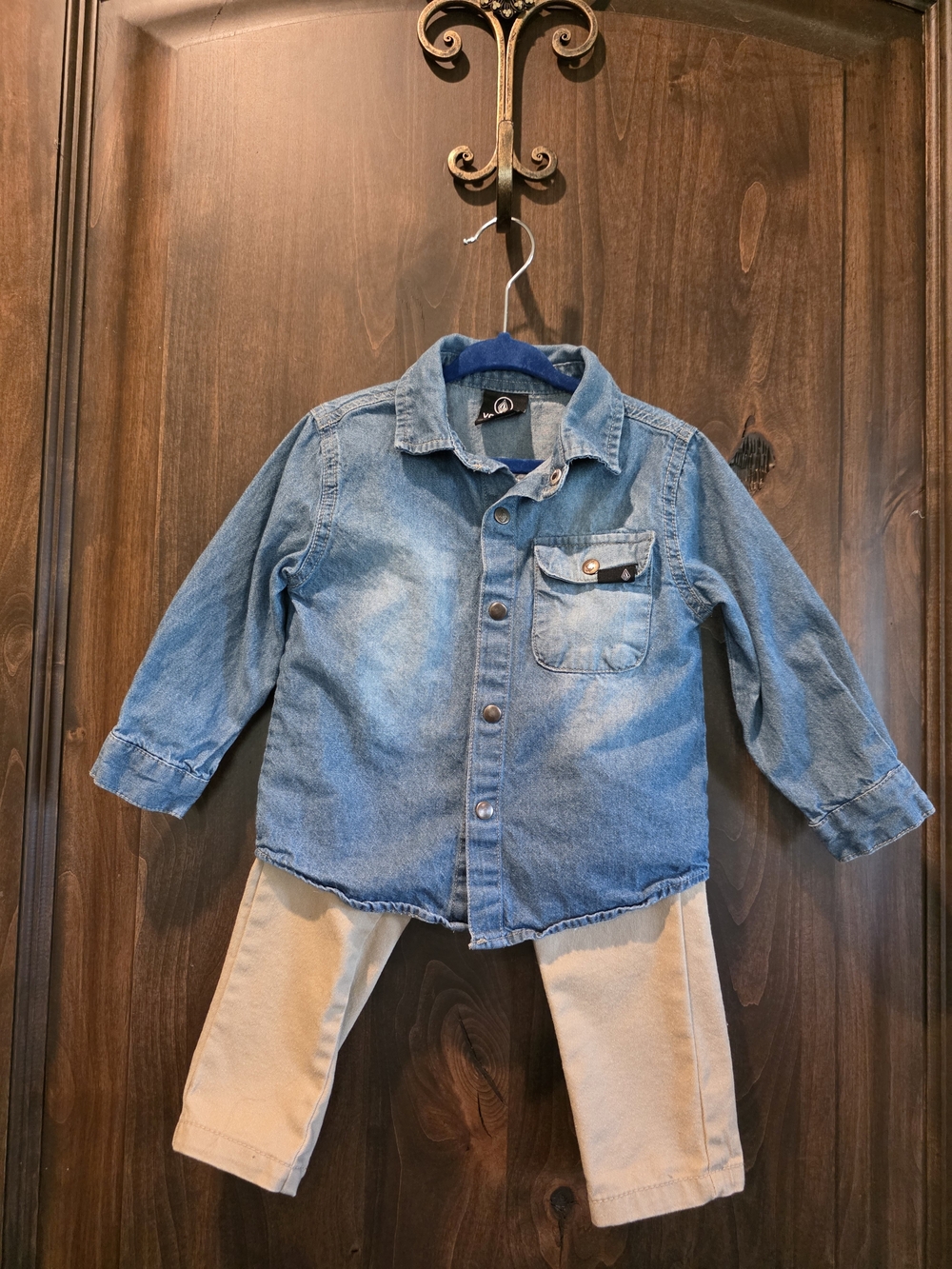 Volcom Little Boys Denim Button-Up Shirt & Pants Set